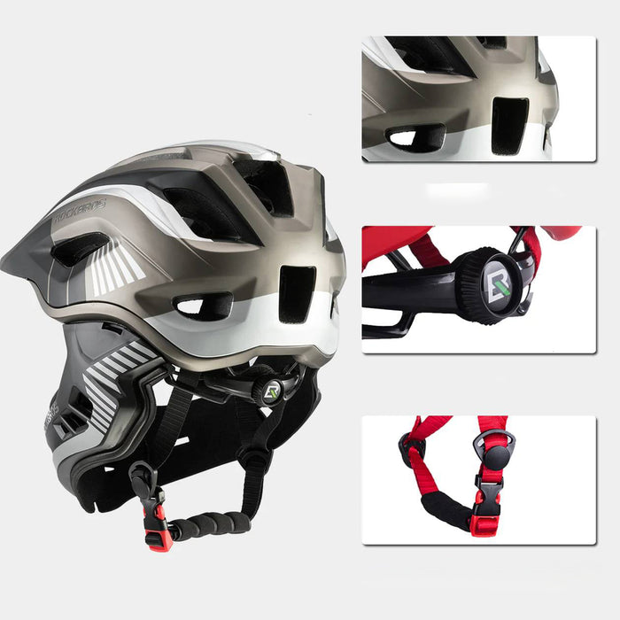 Rockbros TT-32SBTG-S Children's Bike Helmet with Detachable Chin Size S - Gray