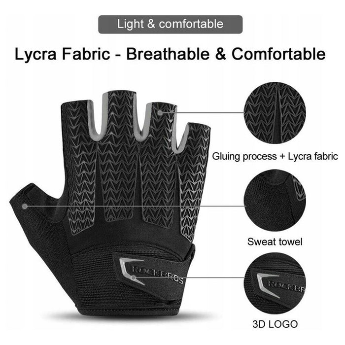 Rockbros S169BGR XXL cycling gloves with gel inserts - gray