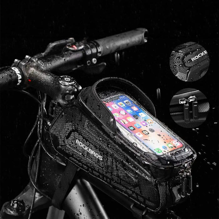 Rockbros B68-1 frame-mounted bicycle bag with phone pocket, 1.7l, black