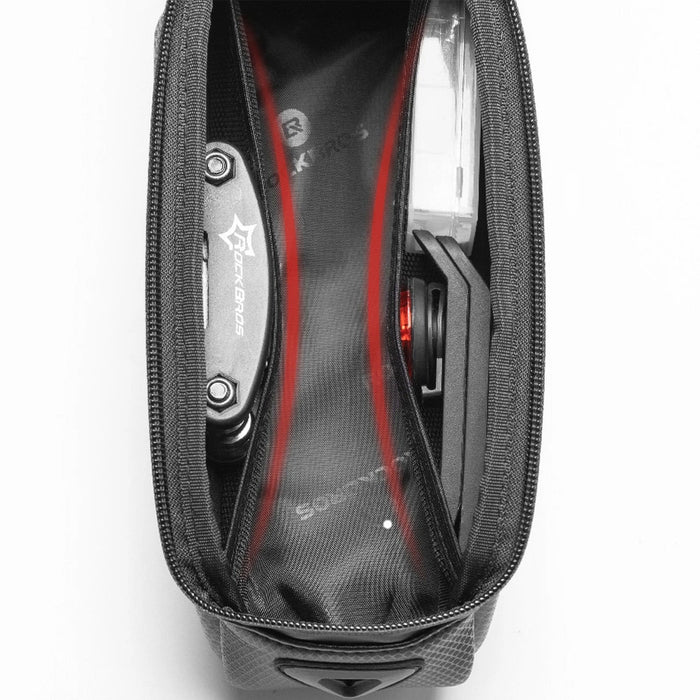 Rockbros B68 Bike Pannier for Frame, Armored, with Phone Pocket and Cover, 1.7L - Black