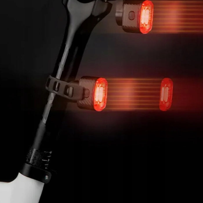 Rockbros Q2S LED Rear Bike Light with Smart Stop System + USB-C - USB-A Cable - Black