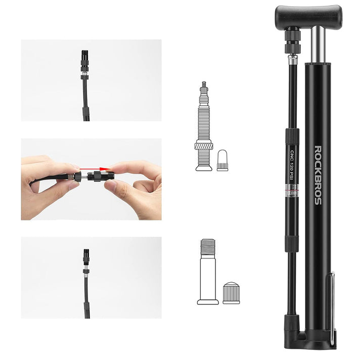 Rockbros 42322821001 floor bicycle pump - black