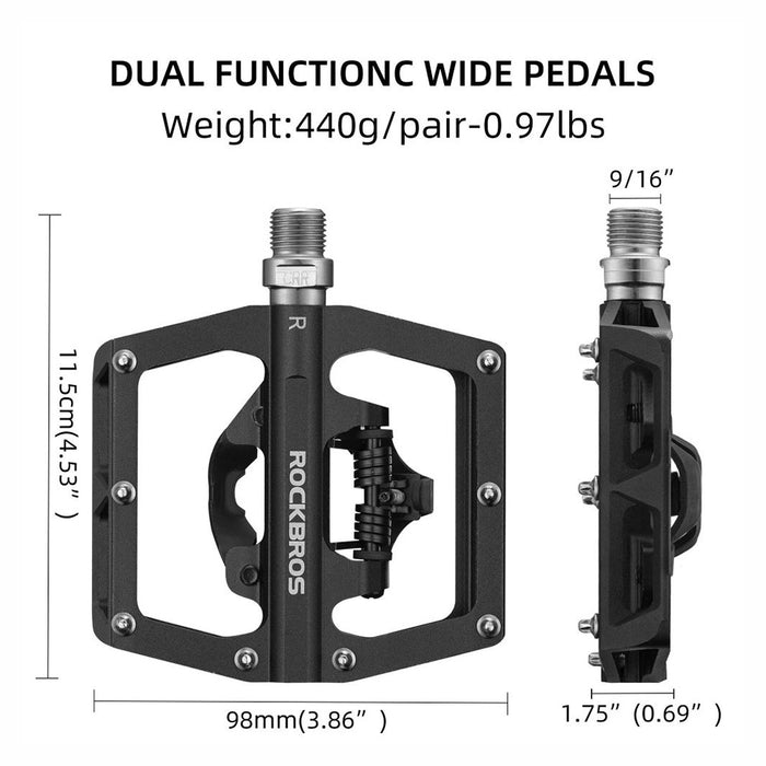Rockbros PD15-BK Aluminum Alloy Bicycle Pedals - Black