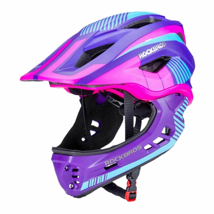 Rockbros TT-32SBPP-S Children's Bike Helmet with Detachable Chin Size S - Purple-Pink