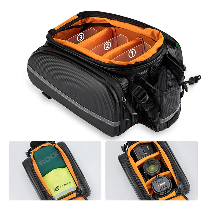 Rockbros A6-6 bicycle bag for trunk, 35 l, with fold-out pockets - black