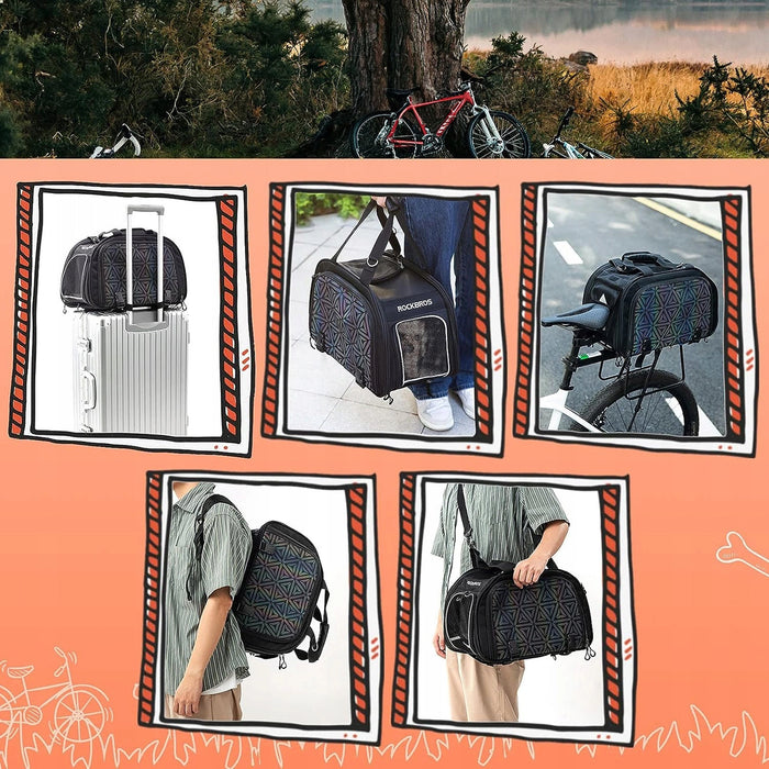 Rockbros 30140028001 transport bicycle bag for cats and dogs - black