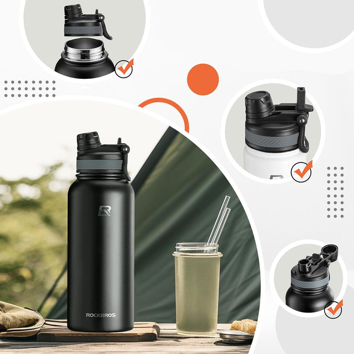 Rockbros 35210029002 thermal bicycle bottle for drinks 650 ml - black