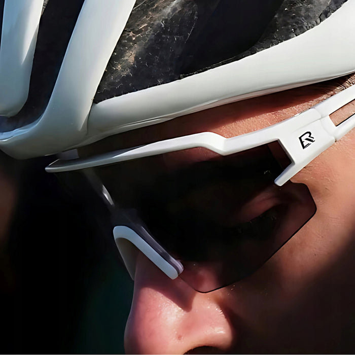 Rockbros Cycling Glasses Photochromic with UV Protection and Corrective Insert - White