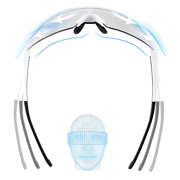 Rockbros Cycling Glasses Photochromic with UV Protection and Corrective Insert - White