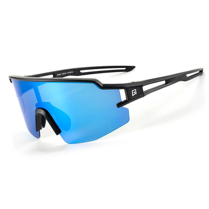 Rockbros Polarized Cycling Glasses with UV Protection and Corrective Insert Blue Lenses - Black