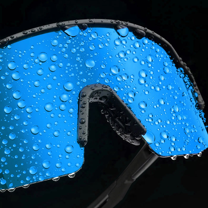 Rockbros Polarized Cycling Glasses with UV Protection and Corrective Insert Blue Lenses - Black