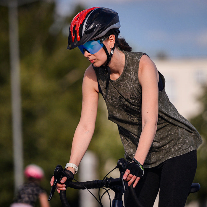 Rockbros Polarized Cycling Glasses with UV Protection and Corrective Insert Blue Lenses - Black