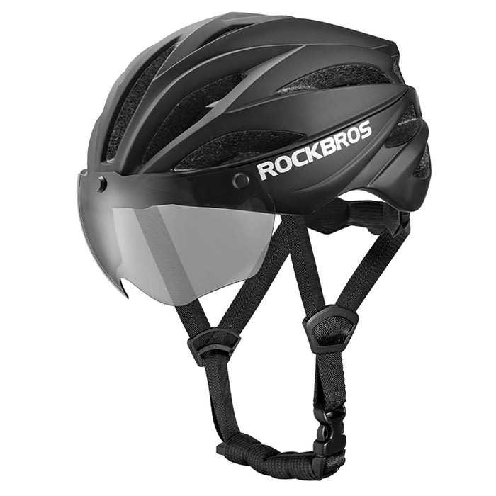 Rockbros Bike Helmet with Visor, Detachable UV Protective Goggles, Unisex - Green