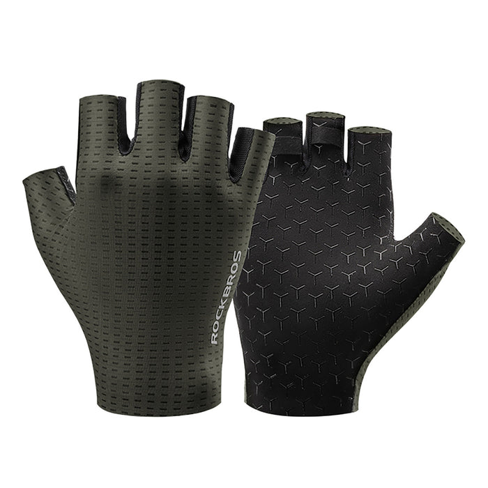 Rockbros Breathable Short Finger Cycling Gloves, Size: L - Green