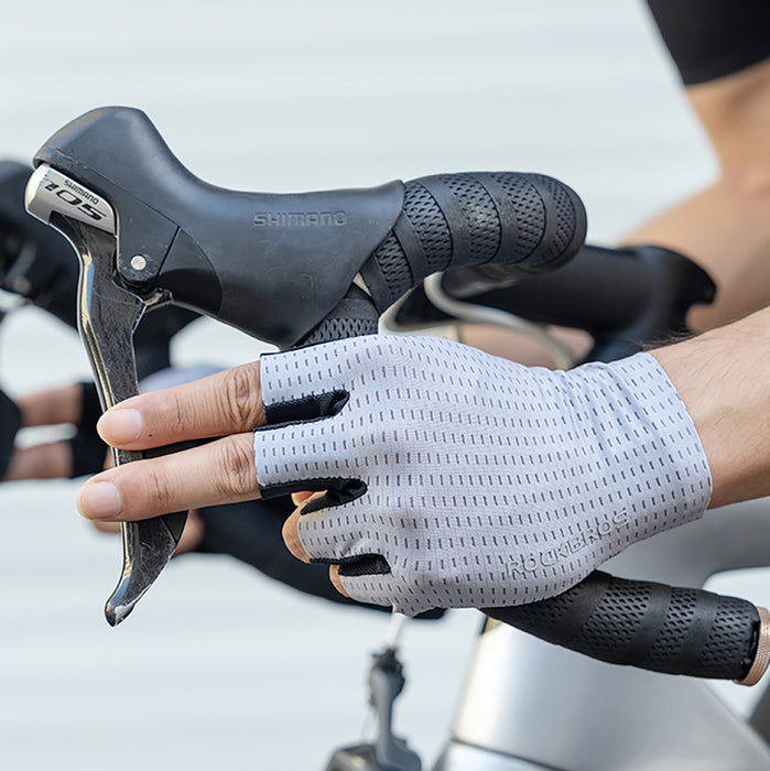 Rockbros Breathable Short Finger Cycling Gloves, Size: XL - Gray