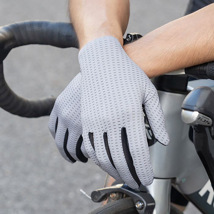 Rockbros Breathable Full Finger Cycling Gloves, Size: L - Green