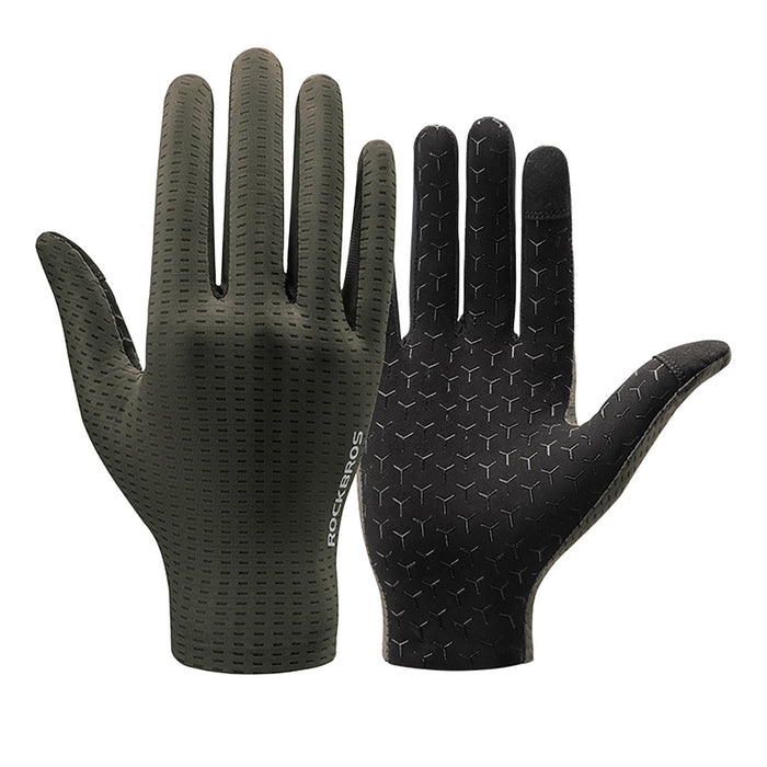 Rockbros Breathable Full Finger Cycling Gloves, Size: XL - Green