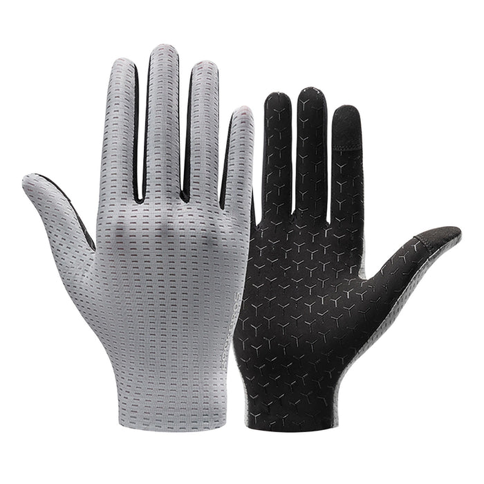 Rockbros Breathable Full Finger Cycling Gloves, Size: L - Gray
