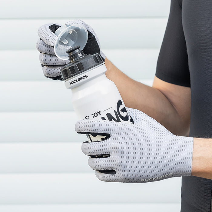 Rockbros Breathable Full Finger Cycling Gloves, Size: M - Gray