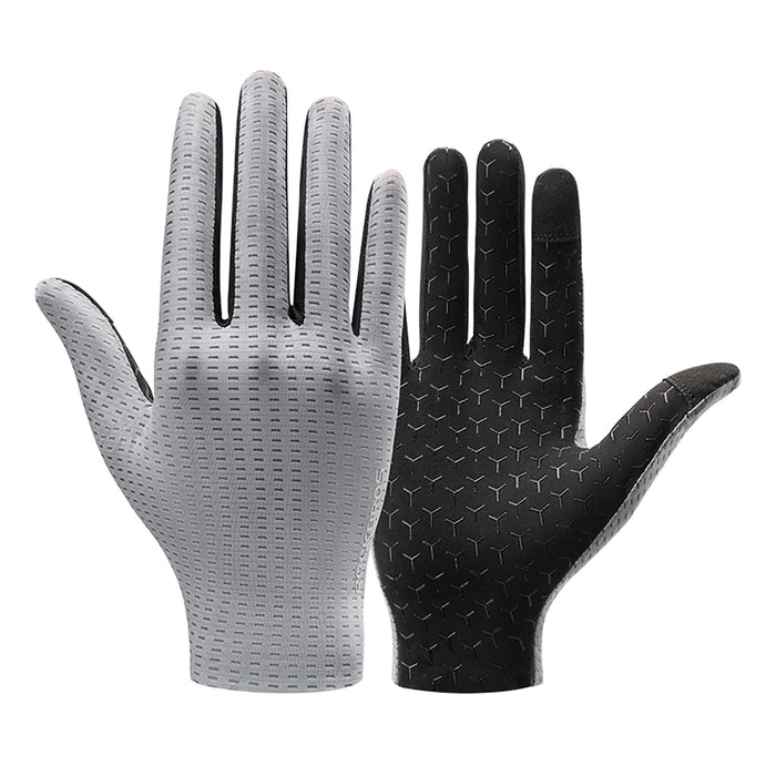 Rockbros Breathable Full Finger Cycling Gloves, Size: S - Gray