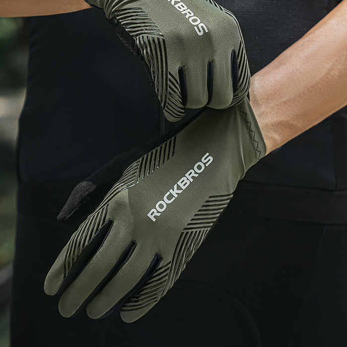 Rockbros cycling gloves spring/summer/autumn, full, size: XL - green