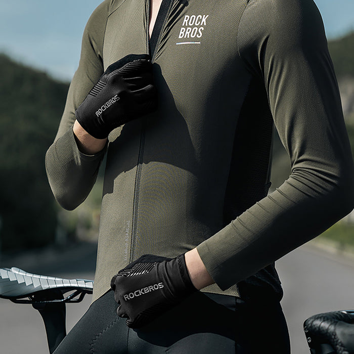 Rockbros cycling gloves spring/summer/autumn, full, size: L - black