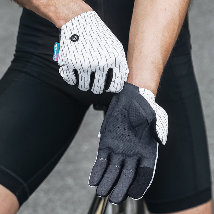 Rockbros sports gloves full spring-summer size L - white and black