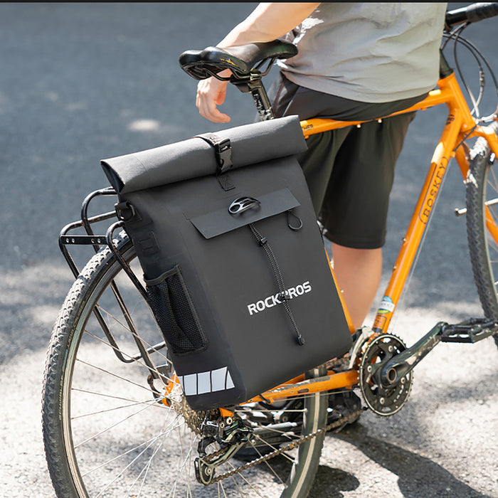 Rockbros Bike Bag with Backpack Function, Waterproof, with Helmet Attachment 18l - Black