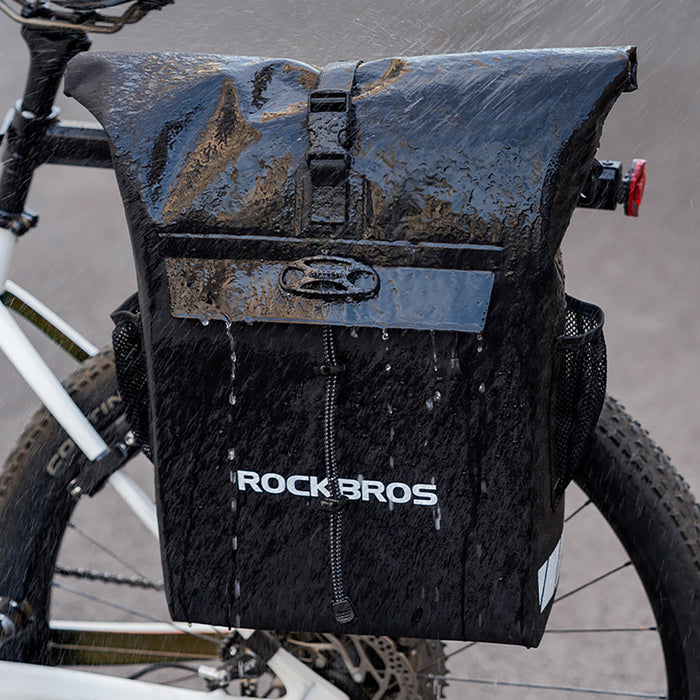Rockbros Bike Bag with Backpack Function, Waterproof, with Helmet Attachment 18l - Black