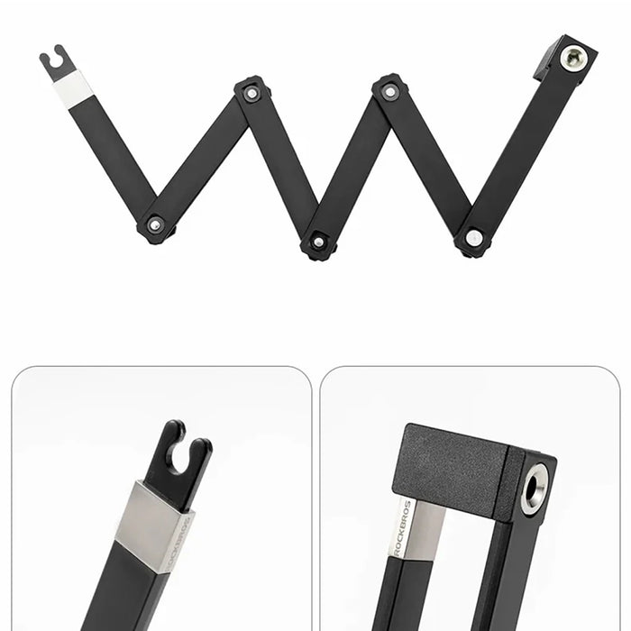 Rockbros 32140003001 foldable bicycle lock with key and handle, 68cm - black