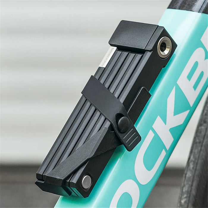 Rockbros 32140003001 foldable bicycle lock with key and handle, 68cm - black