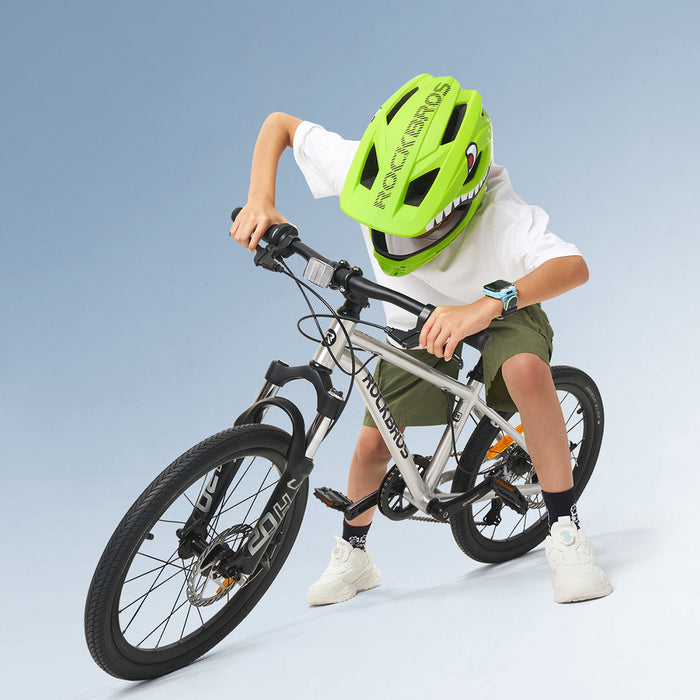 Rockbros TT-32003 Shark Children's Bike Helmet with Detachable Jaw Size S (48-52) - Green