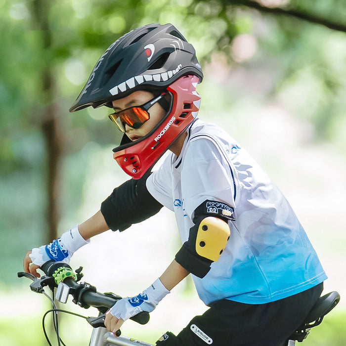 Rockbros TT-32005 Shark Children's Bike Helmet with Detachable Jaw Size M (54-58) - Black