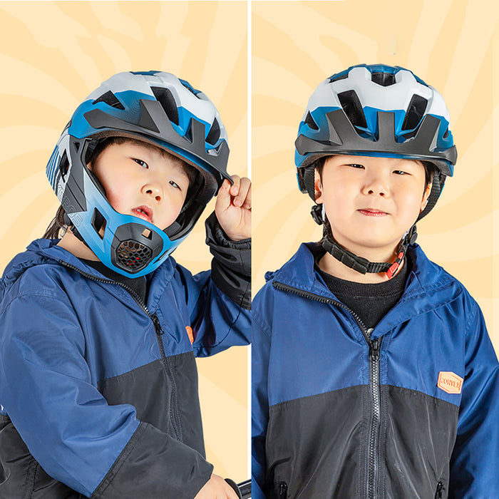 Rockbros TS-61 10110061001 Children's Bike Helmet with Detachable Chin Size S (48-52) - Blue
