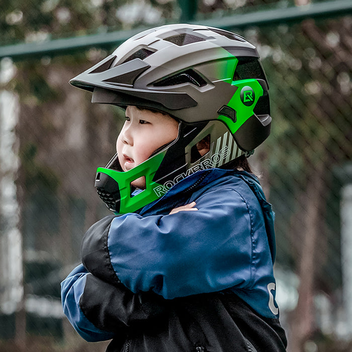 Rockbros TS-61 10110061004 Children's Bike Helmet with Detachable Chin Size M (54-57) - Green