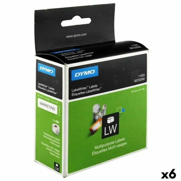 Roll of Labels Dymo LW11355 19 x 51 mm White Black (6 Units) - Електроника Периферни и резервни части<<<Компютри|