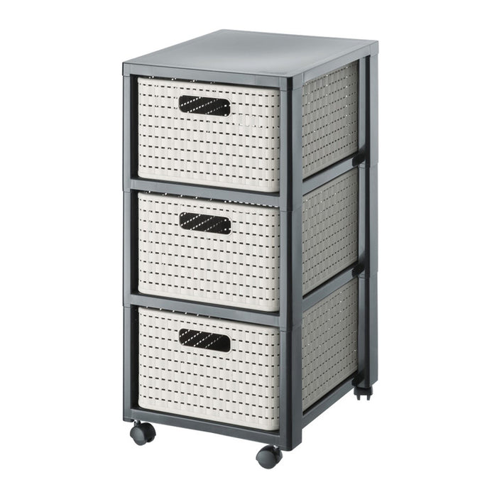 PLASTIC CABINET 3 LEVELS COUNTRY CAPPUCCINO ROTHO