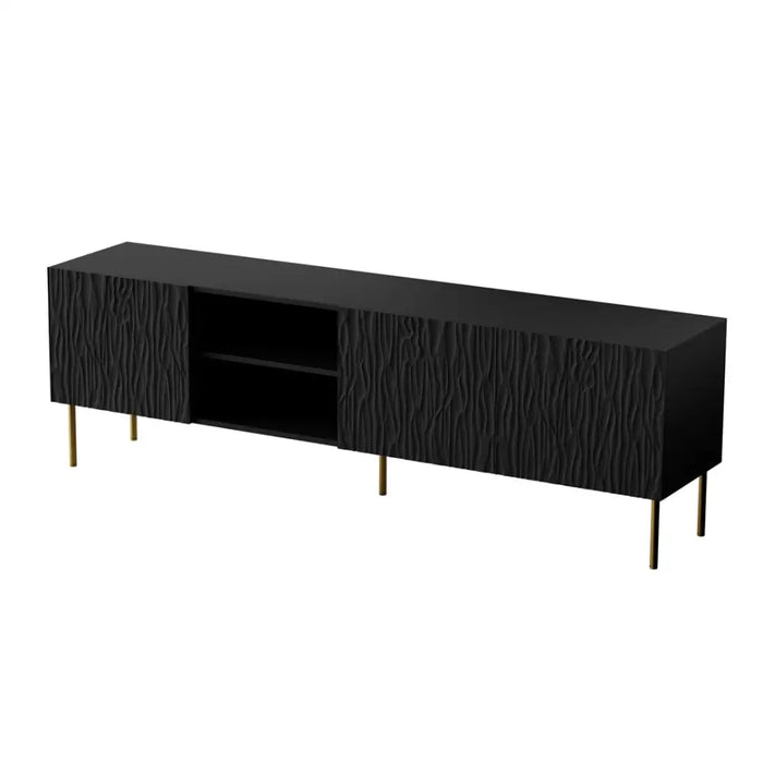 RTV JUNGLE cabinet 190x40.5x59.5 black matt + golden legs - TV cabinets made of furniture boardSTV-ZPM<<<TV