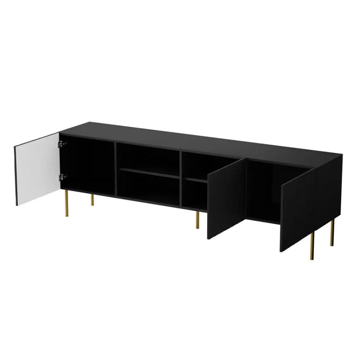 RTV JUNGLE cabinet 190x40.5x59.5 black matt + golden legs - TV cabinets made of furniture boardSTV-ZPM<<<TV
