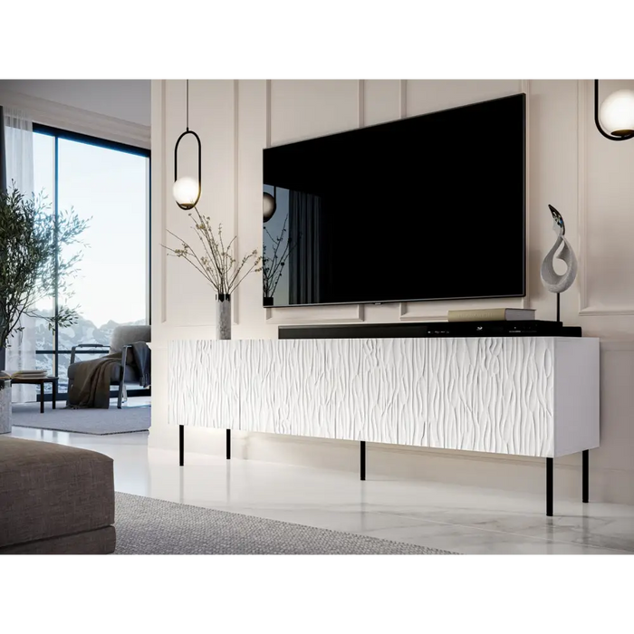 RTV JUNGLE cabinet 190x40.5x59.5 white matt + black legs - TV cabinets made of furniture boardSTV-ZPM<<<TV