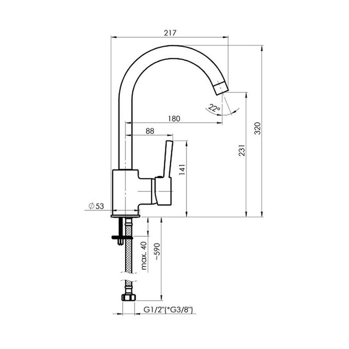 KITCHEN MIXER RUBINETA ULTRA 33 STEEL
