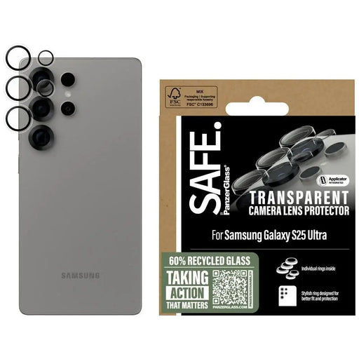 SAFE by PanzerGlass Rings Lens Protector for Samsung Galaxy S25 Ultra Clear Tempered Glass - Cell phone tempered