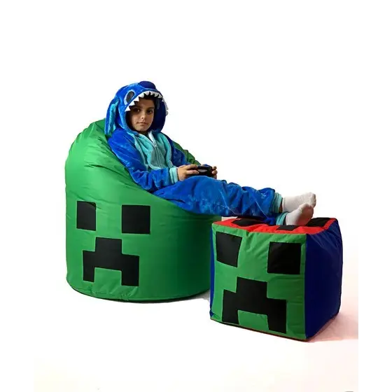 Sako bag pouffe Minecraft green XXL 110 x 90 cm - Poufs for children/youthPUF-DZI<<<Poufs and footrestsPUF<<<ActionPL