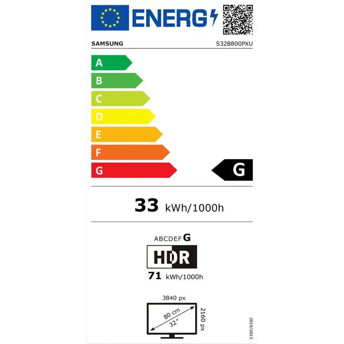 Samsung 32B800 32’’ IPS SMART Monitor 60Hz 5 ms GTG 3840 x 2160 350 cd/m2 1000:1 Contrast HDR 600 Quantum Dot Color Eye