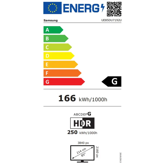 Samsung 85’’ 85DU7192 AI 4K UHD LED TV SMART 3xHDMI 2xUSB Wi-Fi 5 Bluetooth 5.2 Black - Телевизори 85’’<<<SAMSUNG