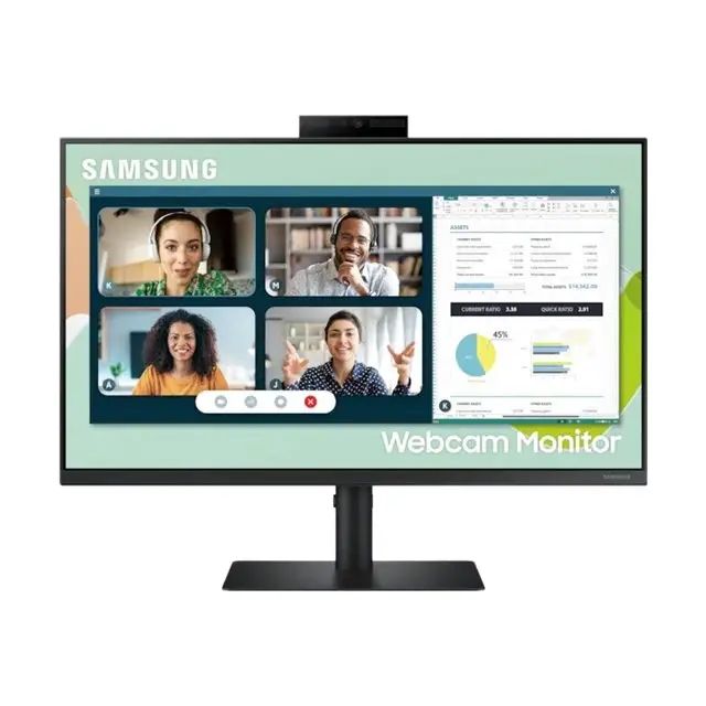 SAMSUNG LS24A400VEUXEN 24inch 16:9 Wide FHD IPS 5ms 60hz HDMI/DP/VGA Pivot VESA 120mm Webcam 1MP Speakers black