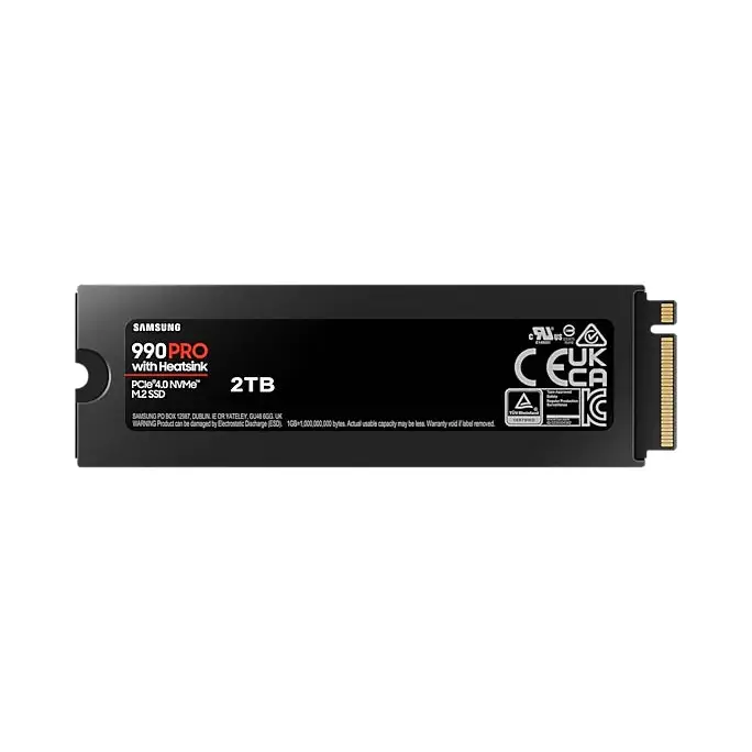 Samsung SSD 990 PRO 2TB Heatsink PCIe 4.0 NVMe 2.0 M.2 V-NAND 3-bit MLC 256-bit Encryption Read 7450 MB/s Write 6900