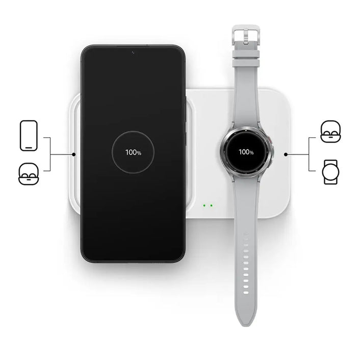 Samsung Wireless Charger Duo EP-P5400TWEGEU inductive charger 15W - white + mains charger + cable - Cell phone USB