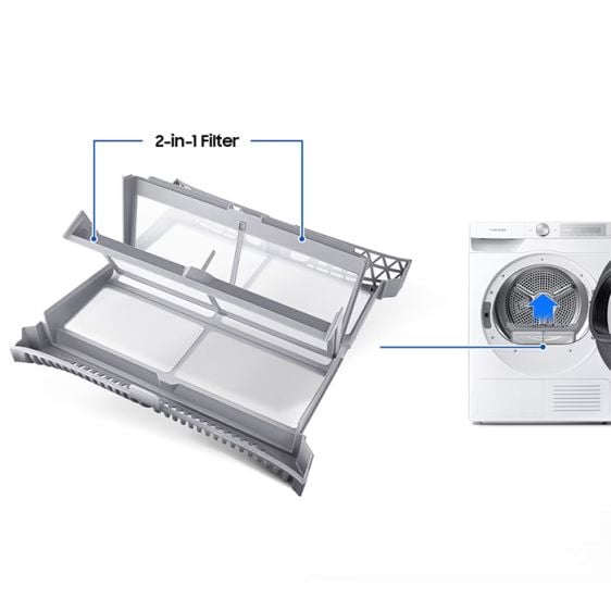 Dryer SAMSUNG DV90T6240LX/S7, 9 kg, OptimalDry, AI Control