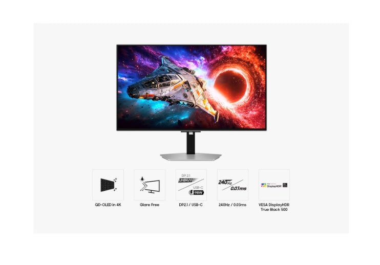 Samsung 32'' LS32HG800SU Odyssey OLED G8 4K 3840x2160 0.03ms 240Hz Glare Free DP 2.1 (UHBR20) & USB-C (98W) Silver